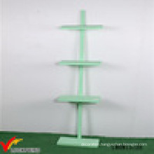 Nice Green Paint 4 Tiered Free Standing Wooden Floor Shelf